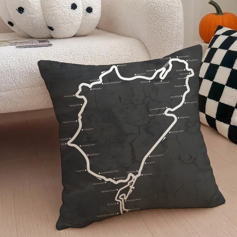 

NNurburgringS Sport Car Cushion Cover Throw Pillow Cover Hidden Button Durable Polyester Chair Cushion 30X30cm