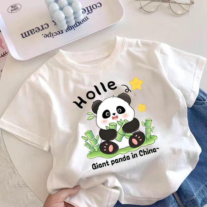 Bestselling Panda Summer Tshirts for Boys and Children Halfsleeved Summer Wear Shortsleeved Stylish Boys Tops Polyester