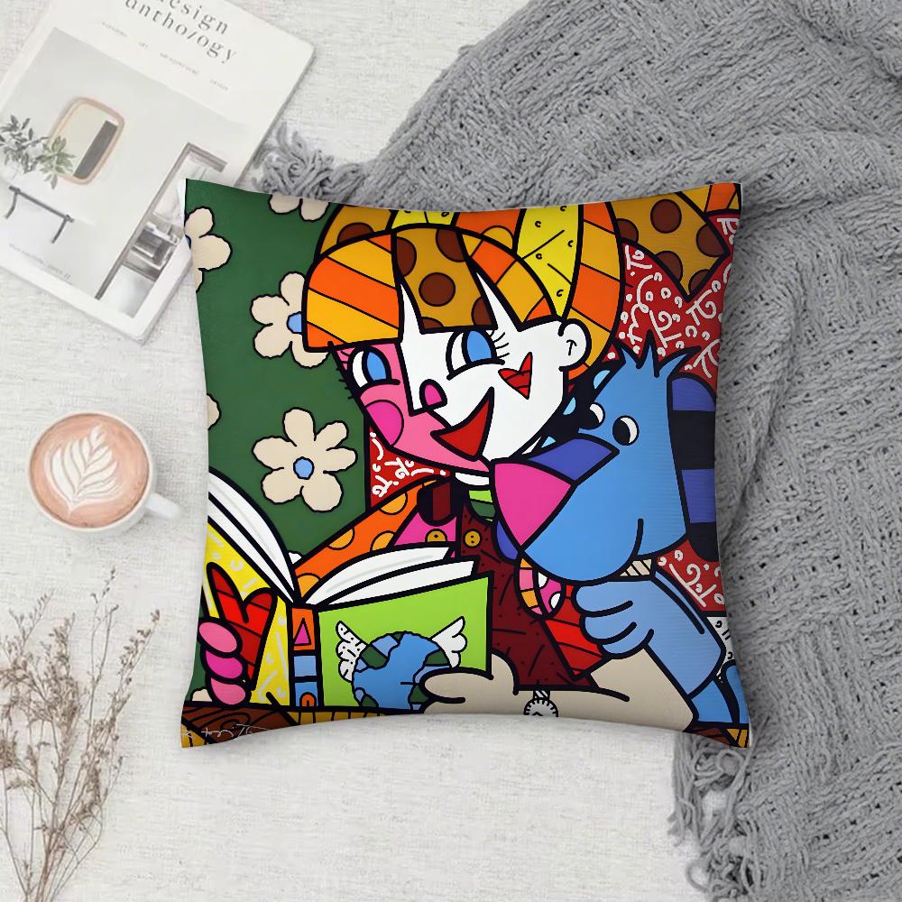 B-Brittos Kissenbezug, quadratisch, doppelseitig bedruckt, Kurzplüsch, Sofakissenbezug, Nachttischkissen