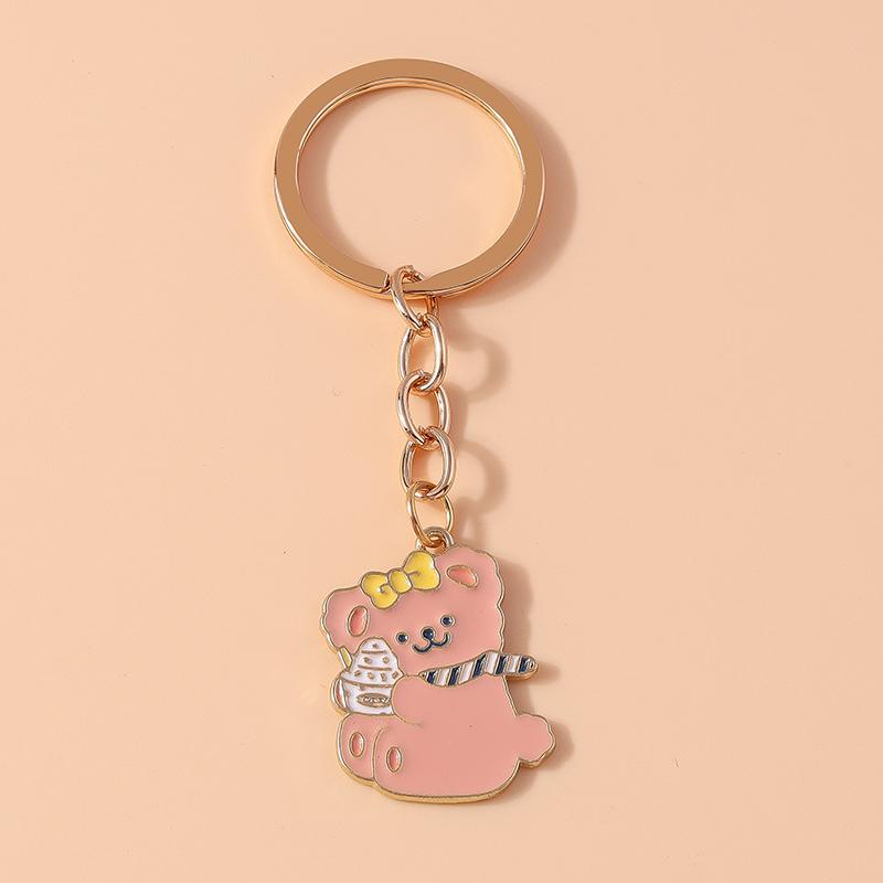 Cartoon Animal Dog Keychain Enamel Love Heart Charms Keyrings for Car Key Souvenir Gifts for Women Men Handbag Key Chains