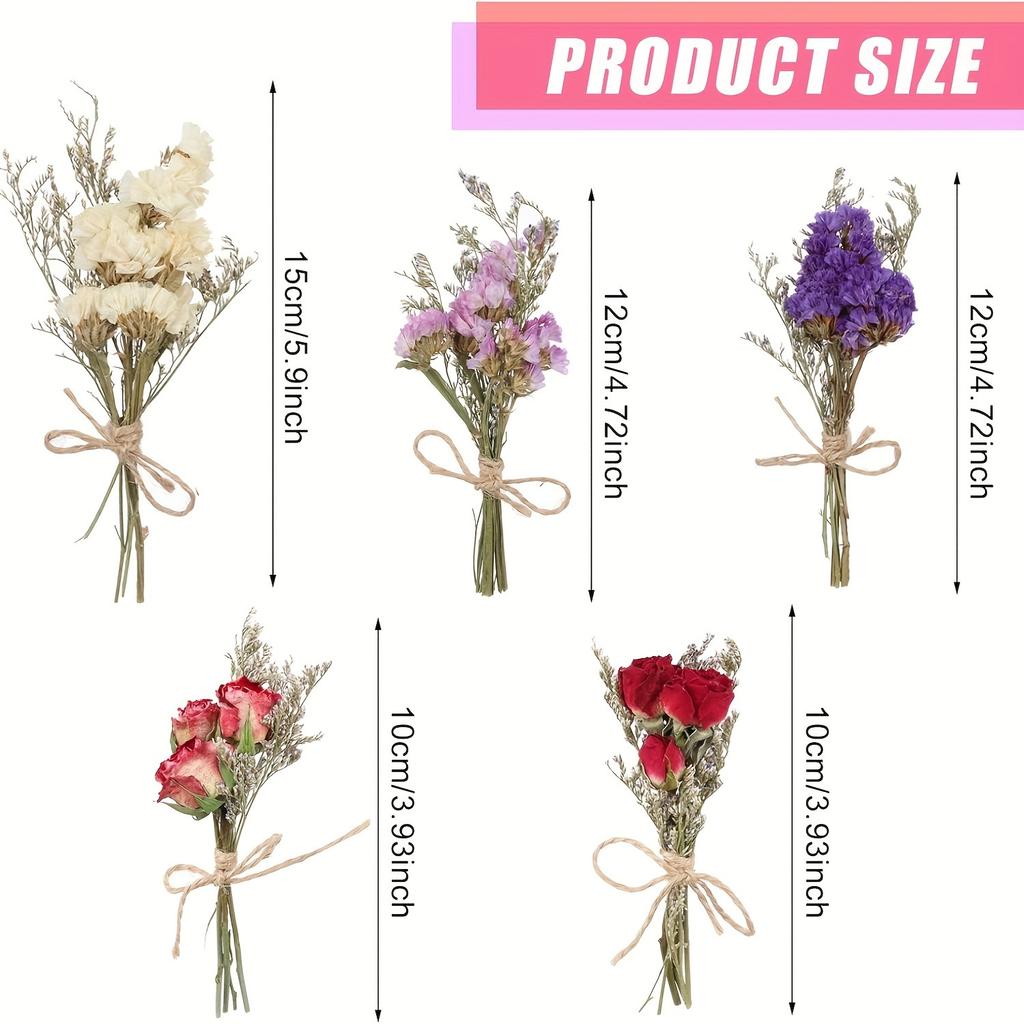 10Pack Dried Flowers with Stem for Vase Wildflower Decor Crafts Bouquets Artificial Floral Arrangement for Vase DIY Wedding Decor