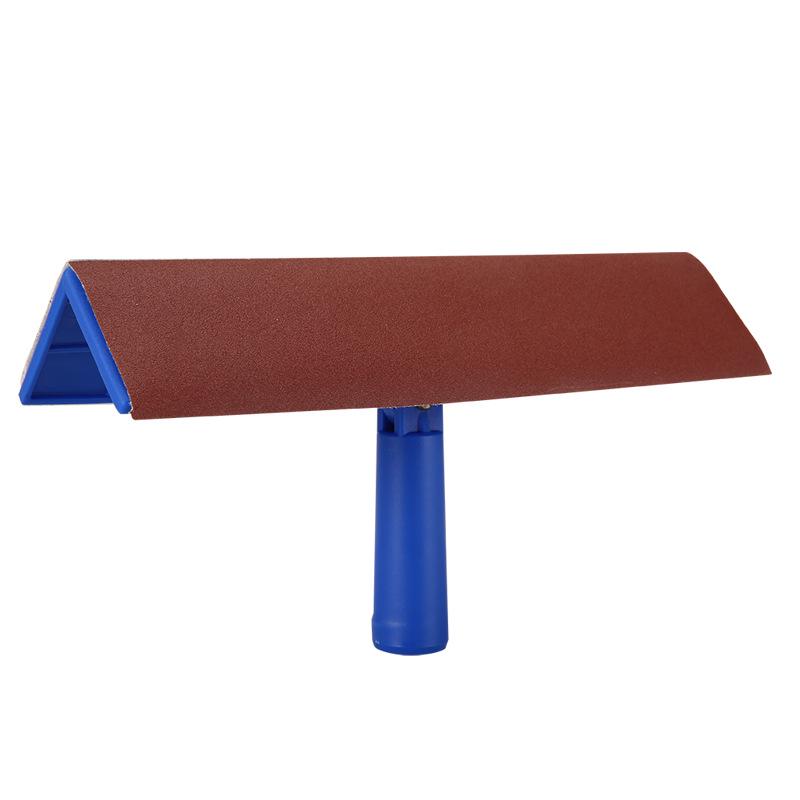 Adjustable Retractable Putty Scraper with Long Rod and Inner Corner Sandpaper for Right Angle Wall Grinding.