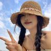 Pastoral style~ summer woven straw hat women's seaside vacation sunshade small flower sun straw hat foldable