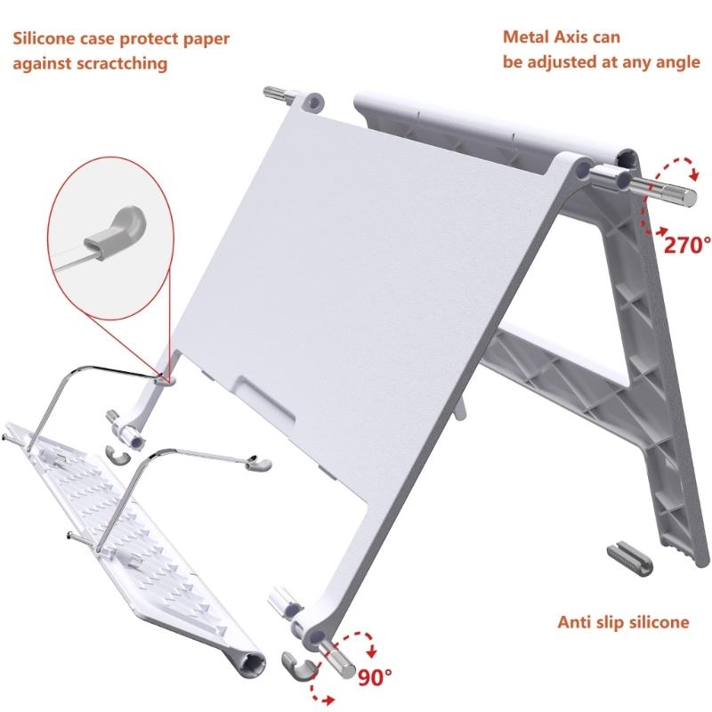 Tablet Stand for Desk Ergonomic Foldable Computer Stand Adjustable Height Stand for Collaborative Work Easy Storage