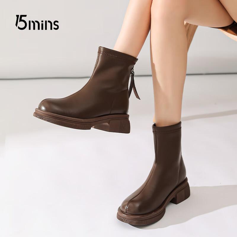 Women s Warm Slim Fit Block Heel Ankle Boots 35