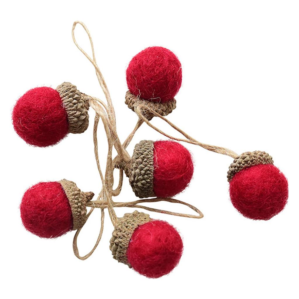 6pcs Acorn Bunches Artificial Plant DIY Material Pendants Christmas Decorations Festival Supplies Wool Ornaments