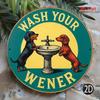 Metal Wall Art Sign Cute Dogs Vintage Round Kitchen Decor 8x8
