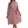 Women's Casual And Fashionable Long Sleeved Floral Print Pleated Skirt Dress Dress