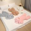 Large Dog Plush Toy Cute Stuffed Animal Pillow with Bow 130/160cm Soft Huggable Dog Doll for Kids Girls Big Cuddly Bed Rest Cushion