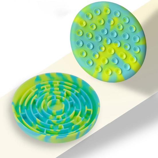 Tigela Alimentadora Lenta de Silicone para Animais Redonda Anti-Engasgo Tapete de Lamber Ventosa Diminuir a Alimentação Tigela de Comida para Cães de Raças Pequenas Médias Grandes