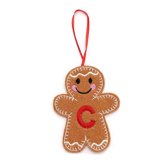 Gingerbread Man Ornaments Initial Alphabet Monogram Gingerbread Hanging Ornament Family Name Letter Xmas Tree Decor