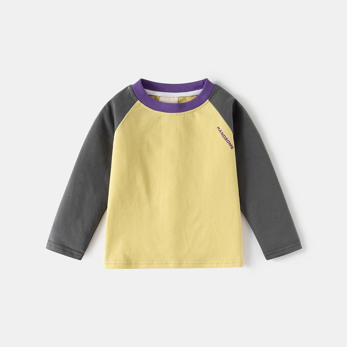 

2026 spring t-shirt children s spring tops, children s boys long-sleeved T-shirts, shoulder-sleeved bottoms 130cm