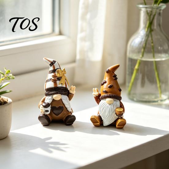 Handcrafted Resin Crafts Mini Coffee Gnome Ornaments, Sitting Bean Goblin Figurines, Kitchen Shelf Decorations Cute Statue for Shop Tabletop