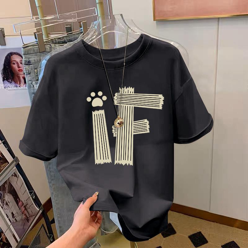 

Темно-серый внутренний слой из чистого хлопка с маленькой футболкой с коротким рукавом для женщин, лето 2025, новый европейский дизайн продукта, свободный топ M S