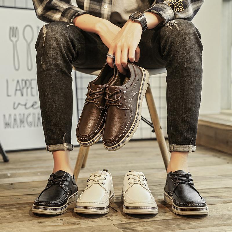 FashionBrand New Mens Genuine Leather Shoes Trend Comfortable Loafer Men Shoes Design British Casual Boat Shoes Men Sneakers Moccasins