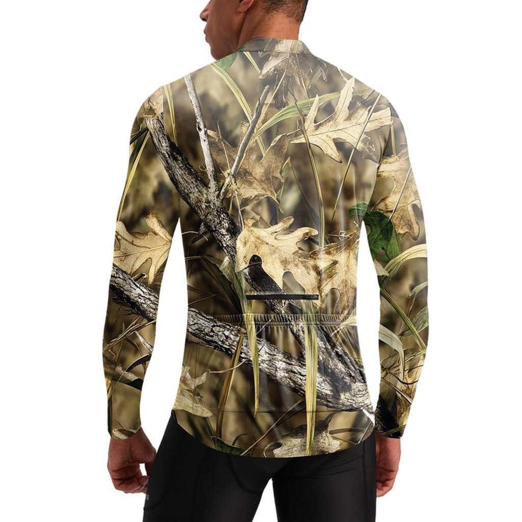 Herren Langarm Fahrradtrikot Atmungsaktiv Schnelltrocknend Leichtgewicht Pullover mit halbem Reißverschluss und Rundhalsausschnitt für Outdoor-Sportarten