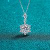 Sterling Snowflake Pendant Necklace Women Moissanite CZ Stone Cross Chain Elegant Layered