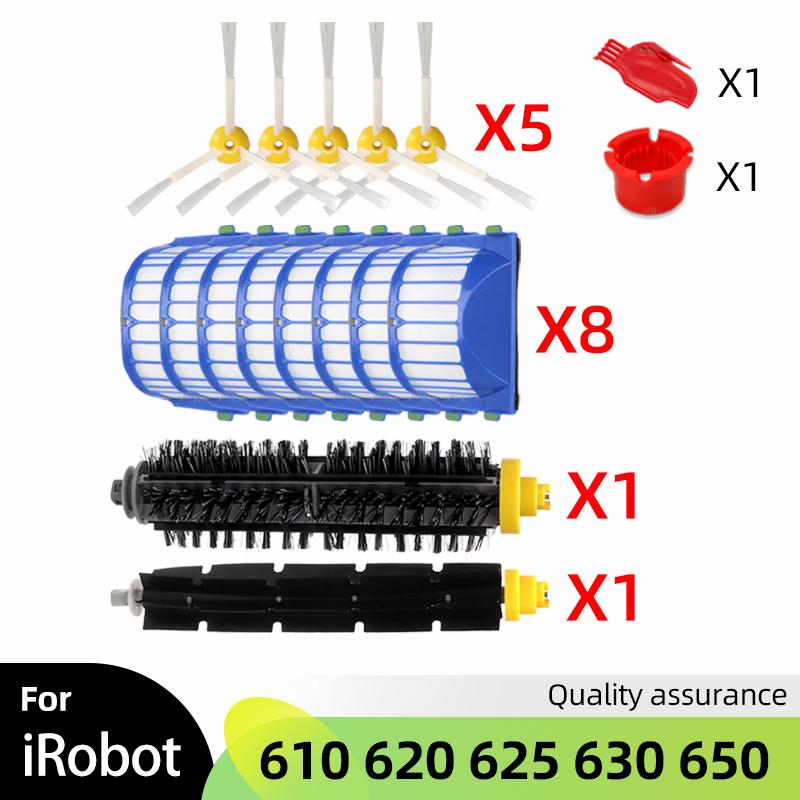 Ersatzteil-Set für iRobot Roomba 600 Serie 610 620 625 630 650 660 Staubsauger-Bürstenrolle Aero Vac Filter + Seitenbürste