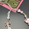Cute Sanrio Hello Kitty Bow Beaded Keychain Pendant Girly Phone Chain Lanyard Kt Charm Bag Hanging Ornaments Anti-Lost Rope Gift