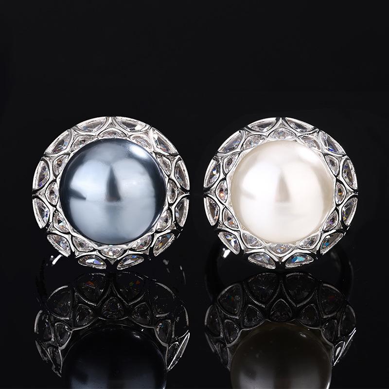 Schmuck Kupferboden Vergoldet Imitationsperle Retro Diamantbesetzt Damenring 14mm