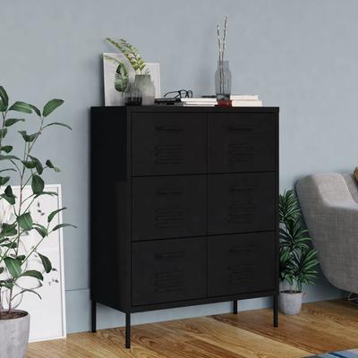 Vidaxl Schrank mit Schubladen, Schwarz, 80x35x101,5 cm, Stahl