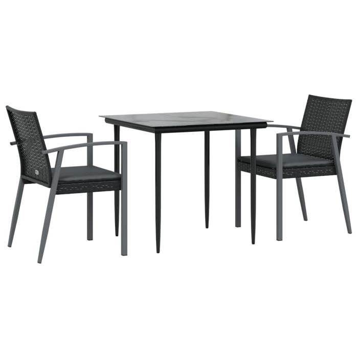 VidaXL Ensemble à manger de jardin 3 pcs coussins résine tressée acier, ensemble à manger, ensemble à manger d'extérieur, 3186971