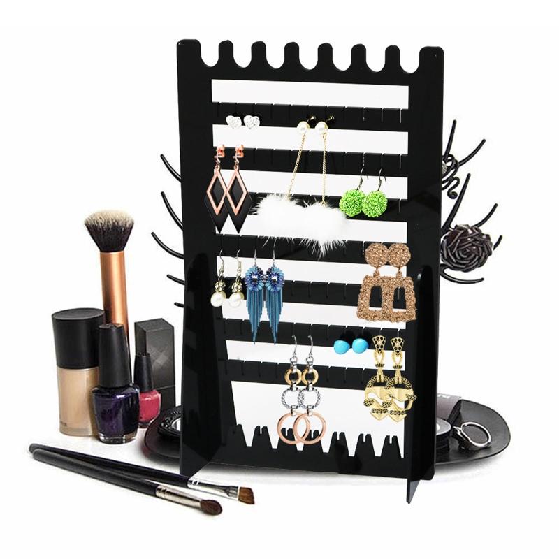 Black Earrings Organizer 7-Layered Ear Stud Necklace Holder Jewelry Display Stands Hanging Jewelry Rack for Necklaces