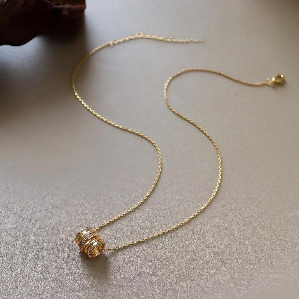 Fashion Zirconium Necklace Round Pop Love Language Collarbone Chain Simple Accessories Internet Celebrities