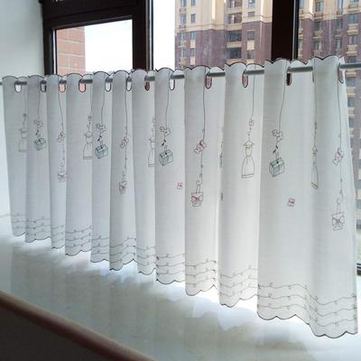 Cute Embroidered Floral Cafe Curtain Fabric, Stylish Kitchen Privacy Panel, Nordic Half Curtain for Small Windows, Cafes, Coffee Shops, Room