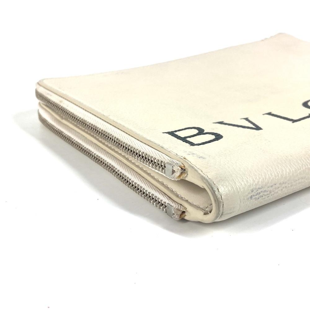 Bvlgari Fragment Logo Double Zipper Pouch Bag Clutch Bag Leather White/Black