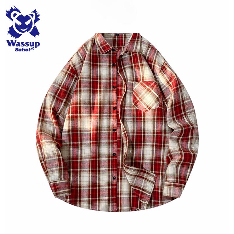 

Мужская рубашка-куртка в американскую клетку с длинным рукавом Sohot XL