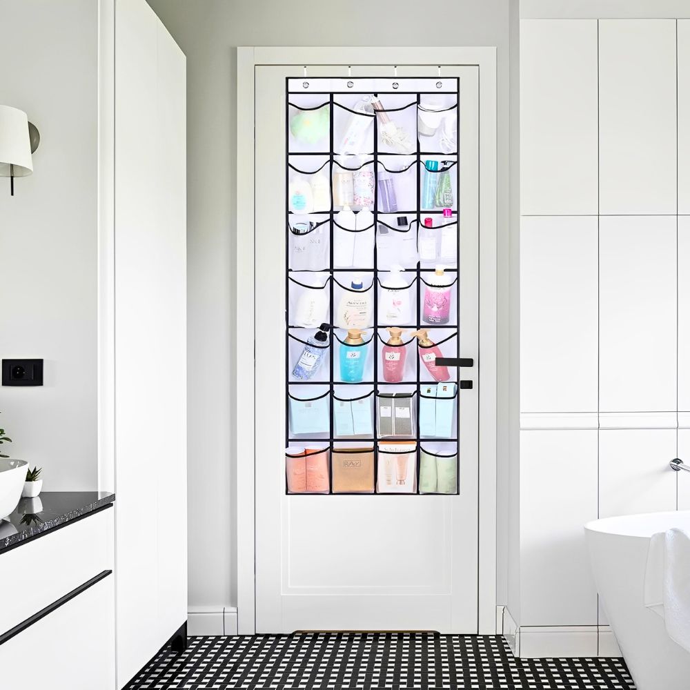 1pc 24 Pockets Over The Door Shoe Organizer, Multi-purpose Hanging Storage Bag for Shoes, Socks, Cosmetics, Accessories YMY