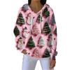 Women's Loose Comfortable Casual Fashion V-Neck Christmas Print Long Sleeve Hoodie