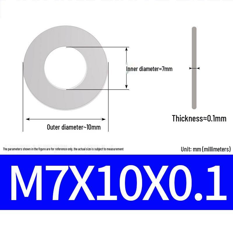 304 Stainless Steel Ultra-Thin Flat Washer, Thickness: 0.1/0.2/0.3/0.4/0.5 Mm, Sizes M1-M8