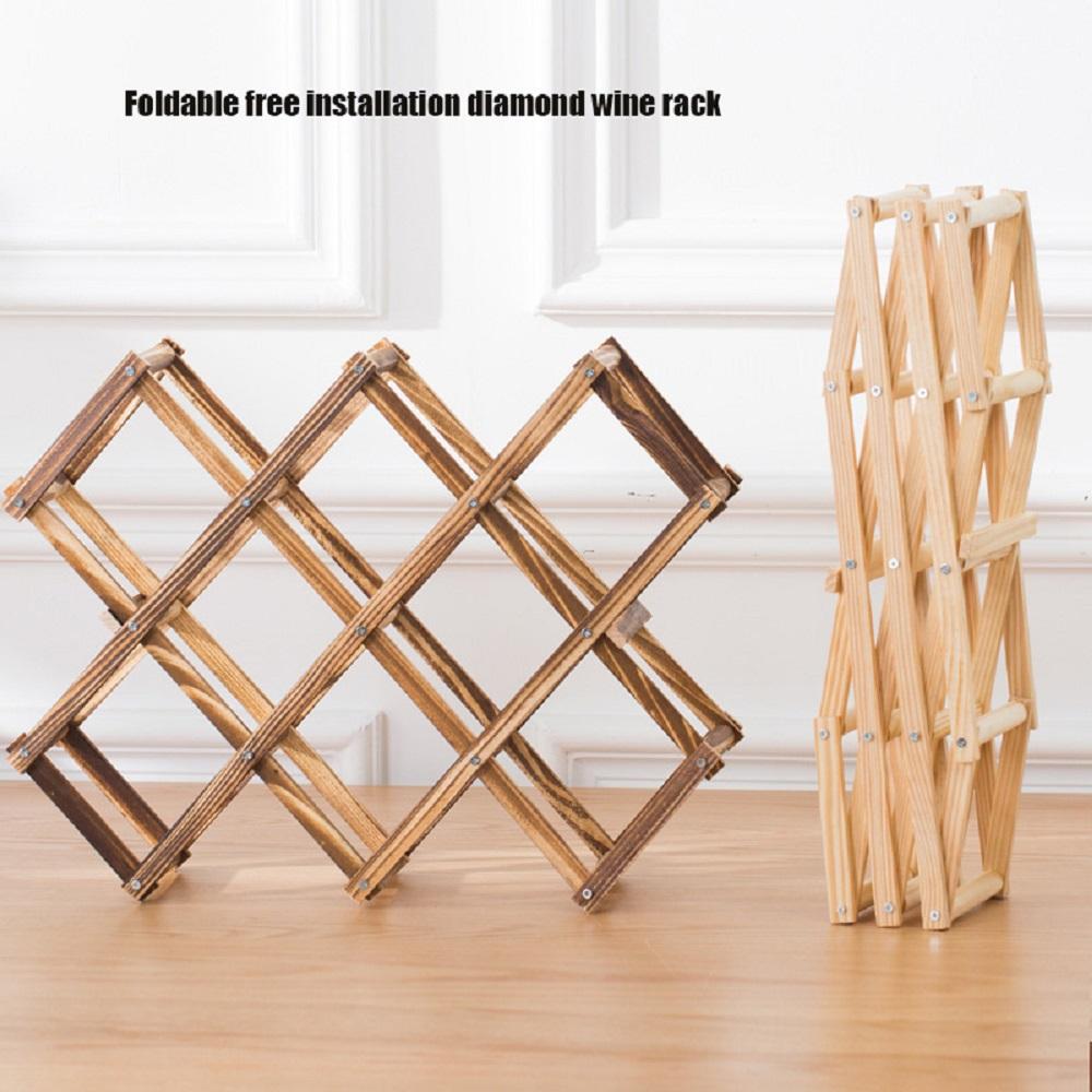 Wooden Wine Rack Holders Folding Red Wine Bottle Display Storage Racks Cabinet Wine Bottle Organizer For Bar 3/6/10 Bottle