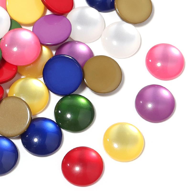 50Pcs/Lot 10 12mm Resin Beads Imitation Cat Eye Colorful Half Round Cabochon For Jewelry Making Diy Earrings Ring Jewelry Cameo