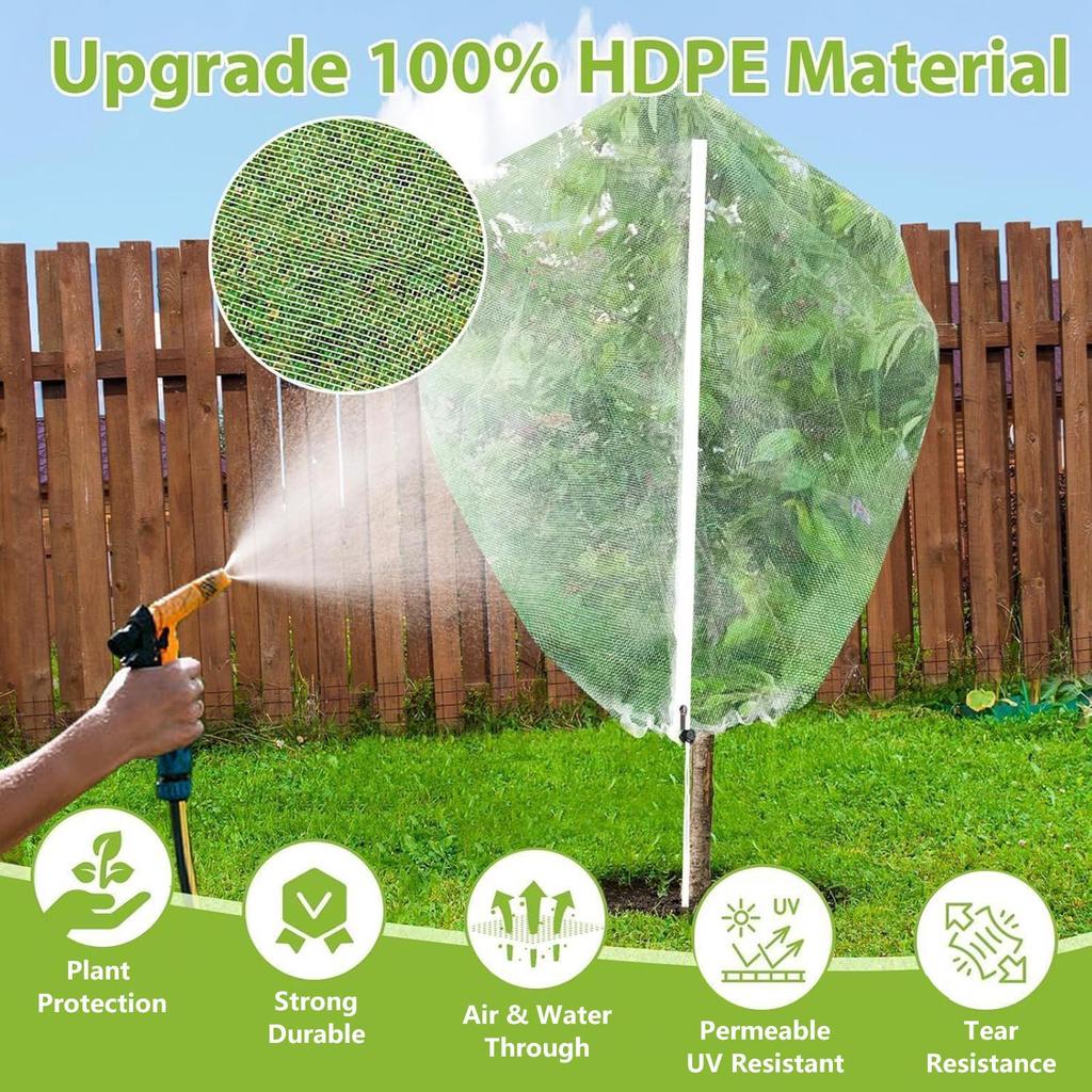 Fruits Tree Netting Cover with Zipper and Drawstring Garden Insect Netting Clear Bird Plant Barrier Mesh Screen for Greenhouse