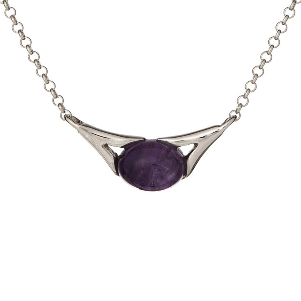 Les Trésors De Lily [R5629] - Collier Argent artisanal 'Meghan' améthyste argenté (rhodié) - 20x10 mm