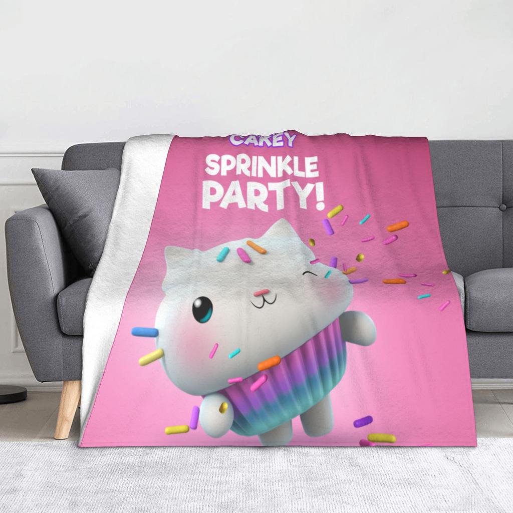 Pink Gabby Dollhouse Blanket Coral Fleece Plush Cute Cartoon Ultra-Soft Throw Blanket for Bedding Couch Bedspread