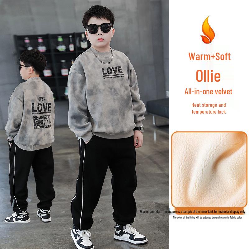 

Plus Size Boys Fleece Sweatshirt Set - Extra Large, Warm Sportswear for Autumn & Winter 160: 95-115 lbs