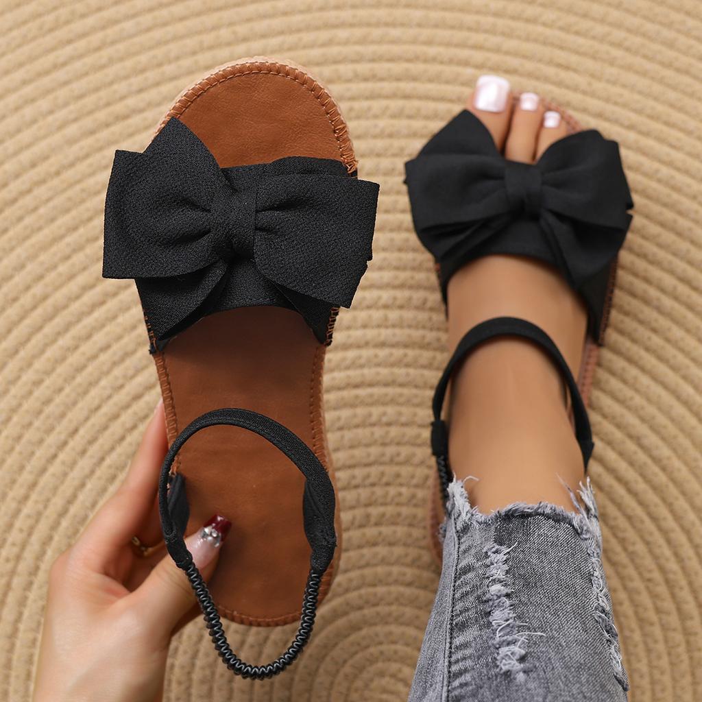 Fashion Women Sandals 2025 New Summer Fashion Beach Casual Slippers Outdoor Bow Tie Flat Shoes Home Lightweight Sandals Slides Women