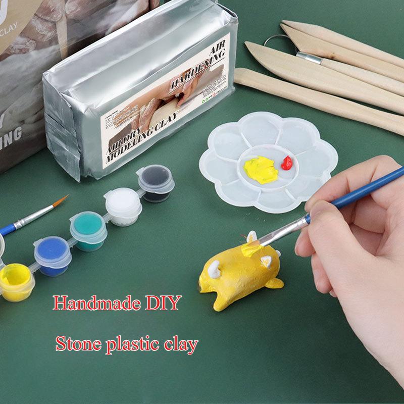 Set di Argilla Non Tossica per Ceramica Asciugante all'Aria per Bambole Fai-da-te Gioielli Ceramica Scultura Modellazione Con Strumenti Pennello per Pittura