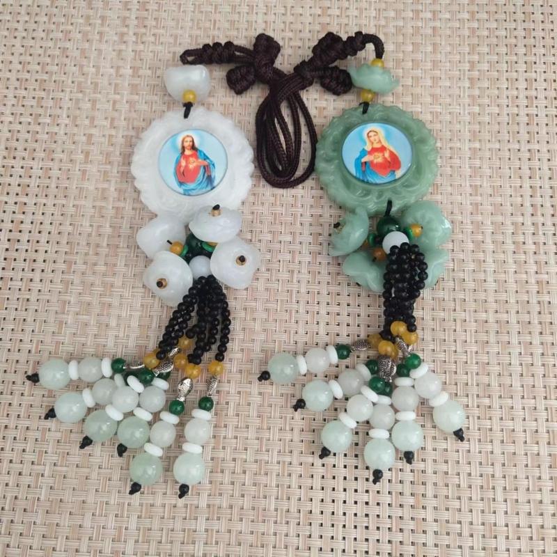 Virgin Mary Pendant Decorative Charm Ornament Crafts Household Decoration for Indoor Outdoor Traveling Car Decoration