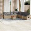 VidaXL Garden Lounge Set with Cushions 10 Pcs, Patio Sofas, Patio Furniture Set, Outdoor Furniture, Beige 3224610