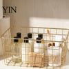 Decorative Metal Grid Baskets Iron Storage Basket, Nordic Style Wire Organizer Bin, Large Breathable Mesh Boxes Capacity Container for Kitchen