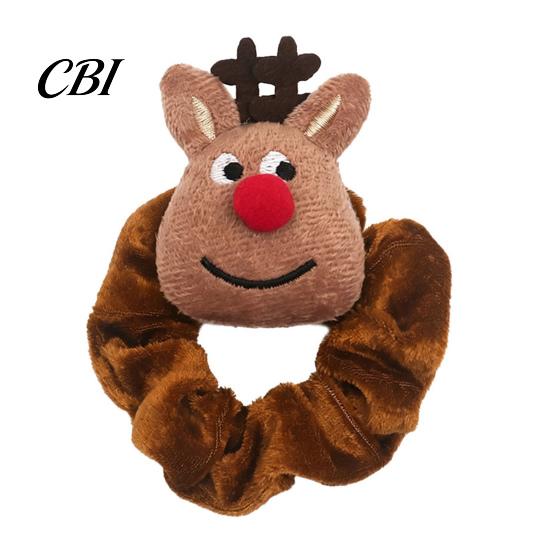 Childlike Hair Ornaments for Christmas Photos Flannel Tie Girls, Soft Scrunches with Reindeer/Christmas Tree/Gift/ Santa Scrunchies Girls Claus