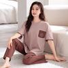 Women's Plus Size Cotton Short Sleeve & Long Pants Two-Piece Set for Summer