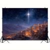 2D plane, 1pc background of the birth of Bethlehem - starry Holy City scene and camels, Middle Eastern architecture - Ch