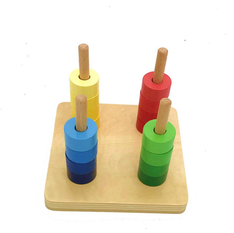 Montessori Infant & Toddler Triangular Prism Matching Box & Three-Color Ring Set - Early Education Teaching Aids.