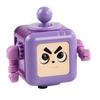 6-Side Stress Relief Cube Toy Multifunctional Anxiety Relief Cartoon Robot Sensory Cube with Spinning Arm Popping Button Joystick Toggle Switch
